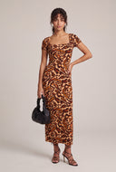 Animal Print Short Sleeve Maxi Dress