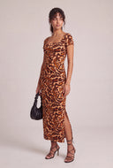Animal Print Short Sleeve Maxi Dress