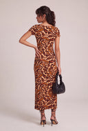 Animal Print Short Sleeve Maxi Dress