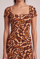 Animal Print Short Sleeve Maxi Dress
