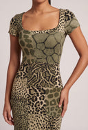 Patterned Short Sleeve Maxi Dress