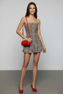 Meredith Plaid Strapless Skater Dress
