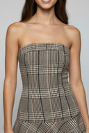 Meredith Plaid Strapless Skater Dress