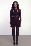 Lace Tie Neck Bodycon Mini Dress