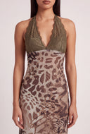 Patterned Halter Mermaid Dress