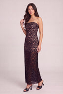 Floral Lace Strapless Maxi Dress
