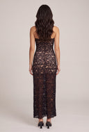 Floral Lace Strapless Maxi Dress
