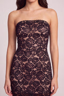 Floral Lace Strapless Maxi Dress
