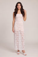 Floral Lace Strapless Maxi Dress