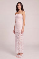Floral Lace Strapless Maxi Dress