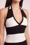 Striped Halter Maxi Dress