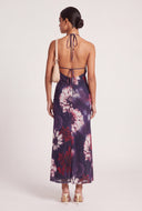 Floral Mesh Halter Mermaid Dress