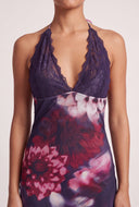 Floral Mesh Halter Mermaid Dress