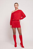 One Shoulder Long Sleeve Dress