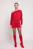 One Shoulder Long Sleeve Dress
