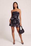 Strapless Tiered Ruffle Mini Dress