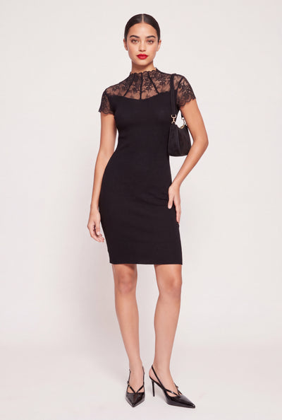 Lace Insert Mini Dress
