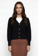 Waffle Knit Balloon Sleeve Cardigan
