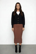 Waffle Knit Balloon Sleeve Cardigan