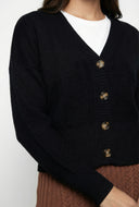 Waffle Knit Balloon Sleeve Cardigan