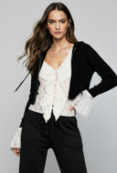 Adley Rib Knit Zip Front Crop Hoodie