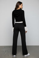 Adley Rib Knit Zip Front Crop Hoodie