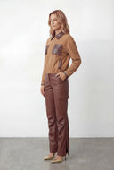 Two Tone Twill Zip Front Jacket