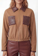Two Tone Twill Zip Front Jacket