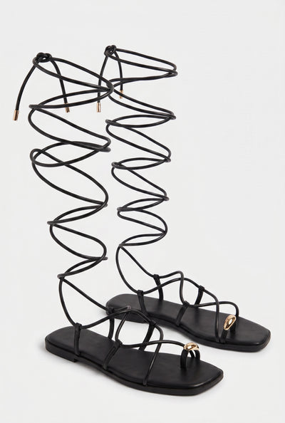 Lace Up Knee High Sandals