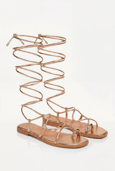 Lace Up Knee High Sandals