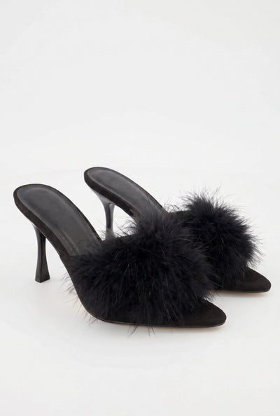 Stephanie Feather Pointed Toe Mules