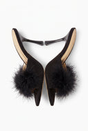 Stephanie Feather Pointed Toe Mules