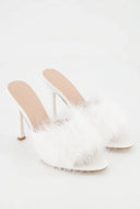 Stephanie Feather Pointed Toe Mules