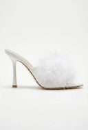 Stephanie Feather Pointed Toe Mules