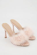 Stephanie Feather Pointed Toe Mules