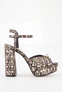 Studded Ankle Strap Block Heels