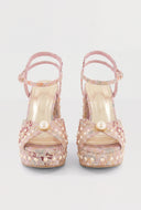 Studded Ankle Strap Block Heels