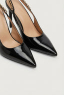 Stiletto Chain Detail Pointed Toe Pumps