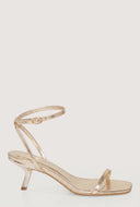 Metallic Buckle Kitten Heel Sandals
