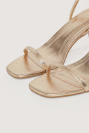 Metallic Buckle Kitten Heel Sandals