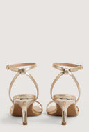 Metallic Buckle Kitten Heel Sandals