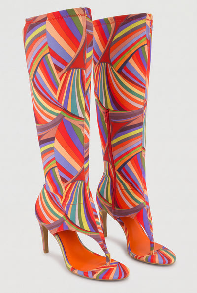 Desiree Knee High Thong Heels
