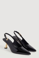 Metallic Mid Heel Slingback Pumps
