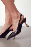 Metallic Mid Heel Slingback Pumps
