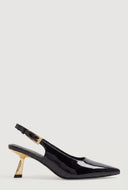 Metallic Mid Heel Slingback Pumps