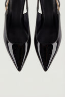 Metallic Mid Heel Slingback Pumps