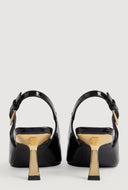 Metallic Mid Heel Slingback Pumps