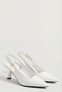 Metallic Mid Heel Slingback Pumps