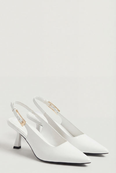 Metallic Mid Heel Slingback Pumps