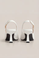 Metallic Mid Heel Slingback Pumps